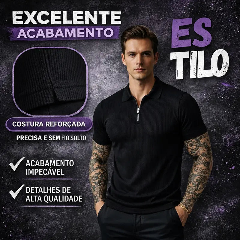 Camisa Polo Masculina com Zípe