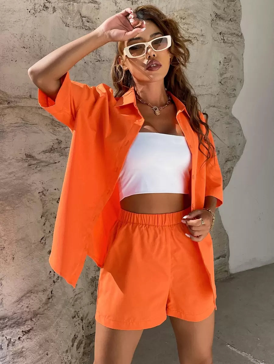 Camisa Ombro caído & Bermudas