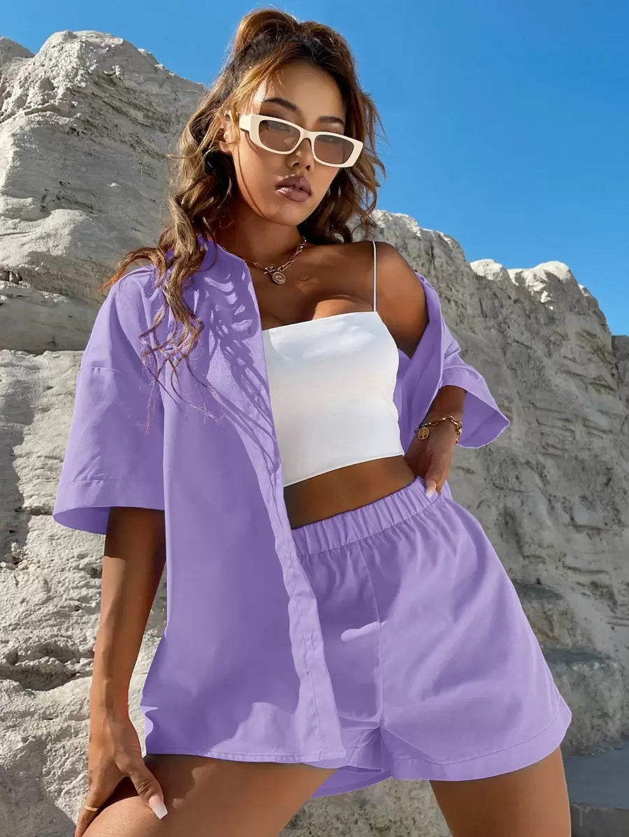 Camisa Ombro caído & Bermudas