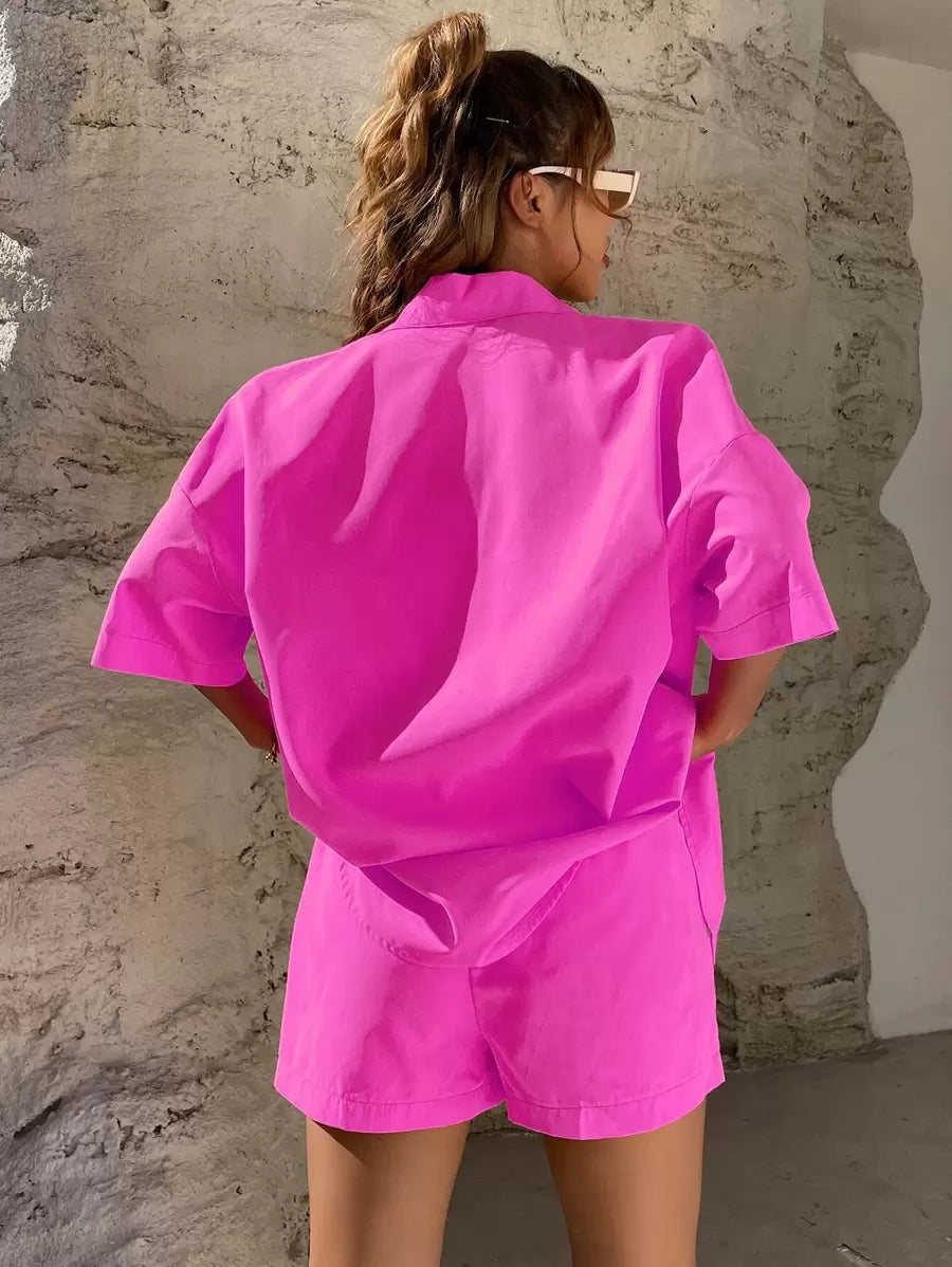 Camisa Ombro caído & Bermudas