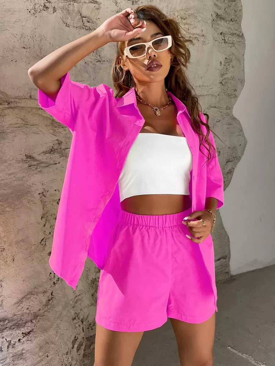 Camisa Ombro caído & Bermudas