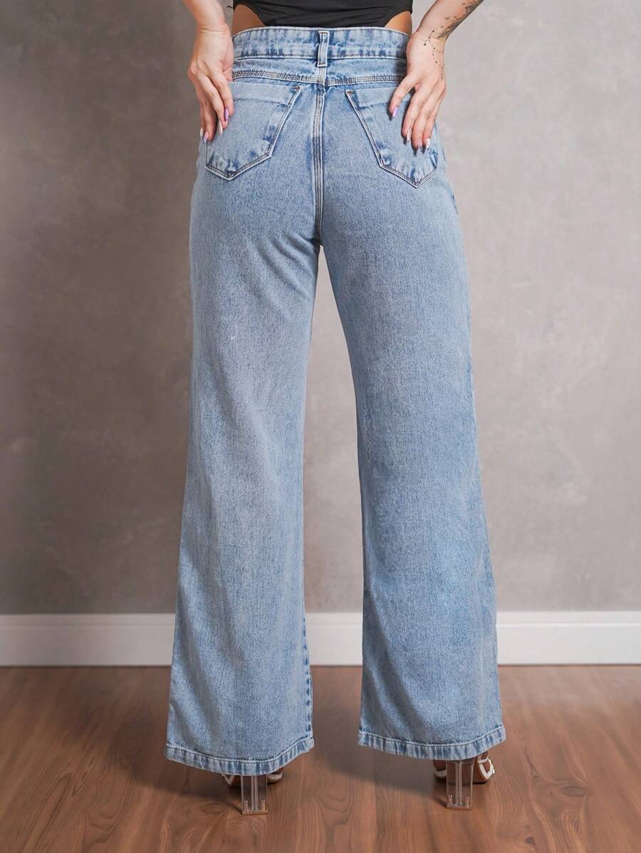 Calça Jeans Feminina Wide Leg Pantalona