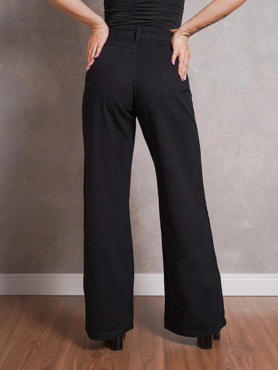 Calça Jeans Feminina Wide Leg Pantalona