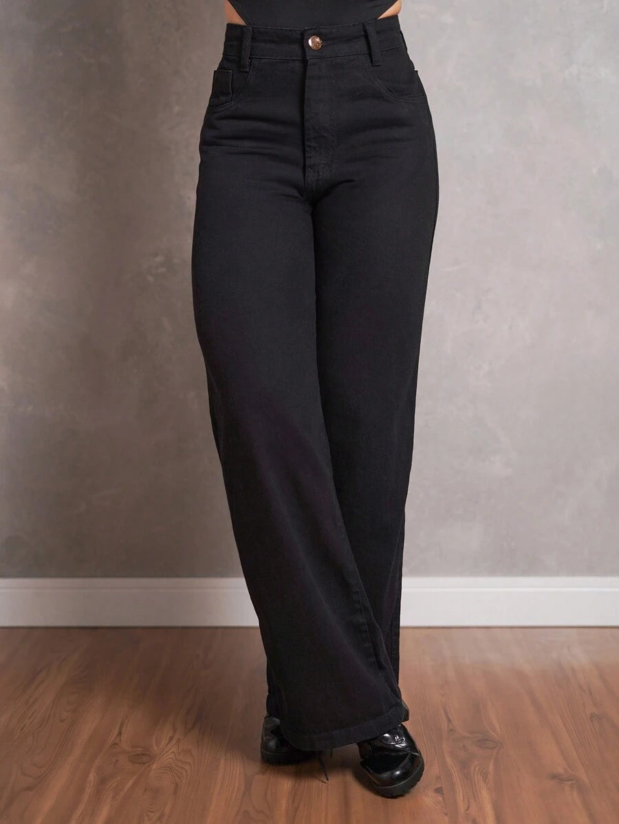 Calça Jeans Feminina Wide Leg Pantalona