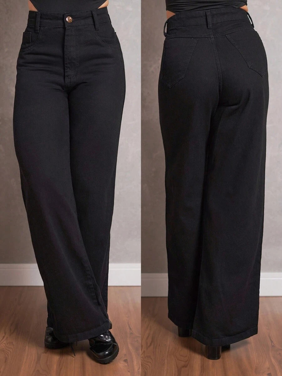 Calça Jeans Feminina Wide Leg Pantalona