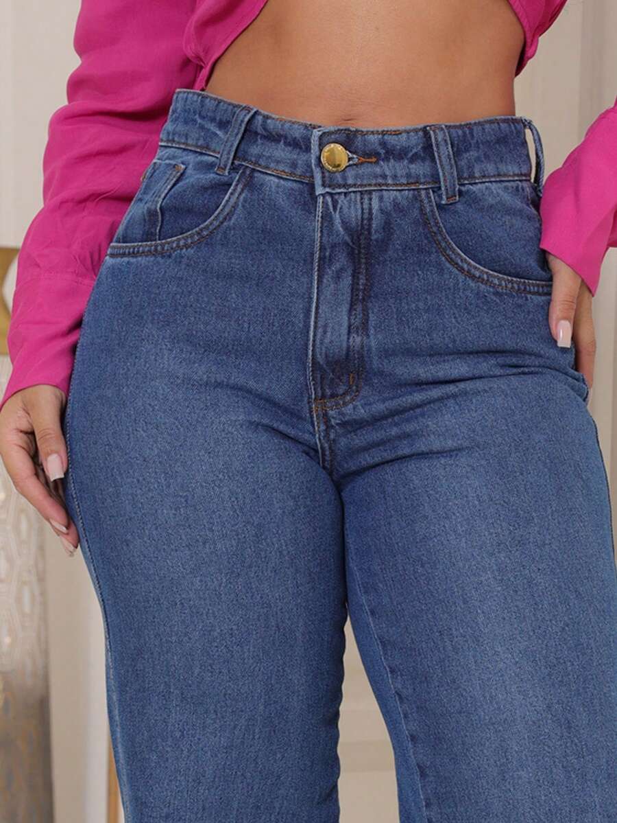 Calça Jeans Feminina Wide Leg Pantalona
