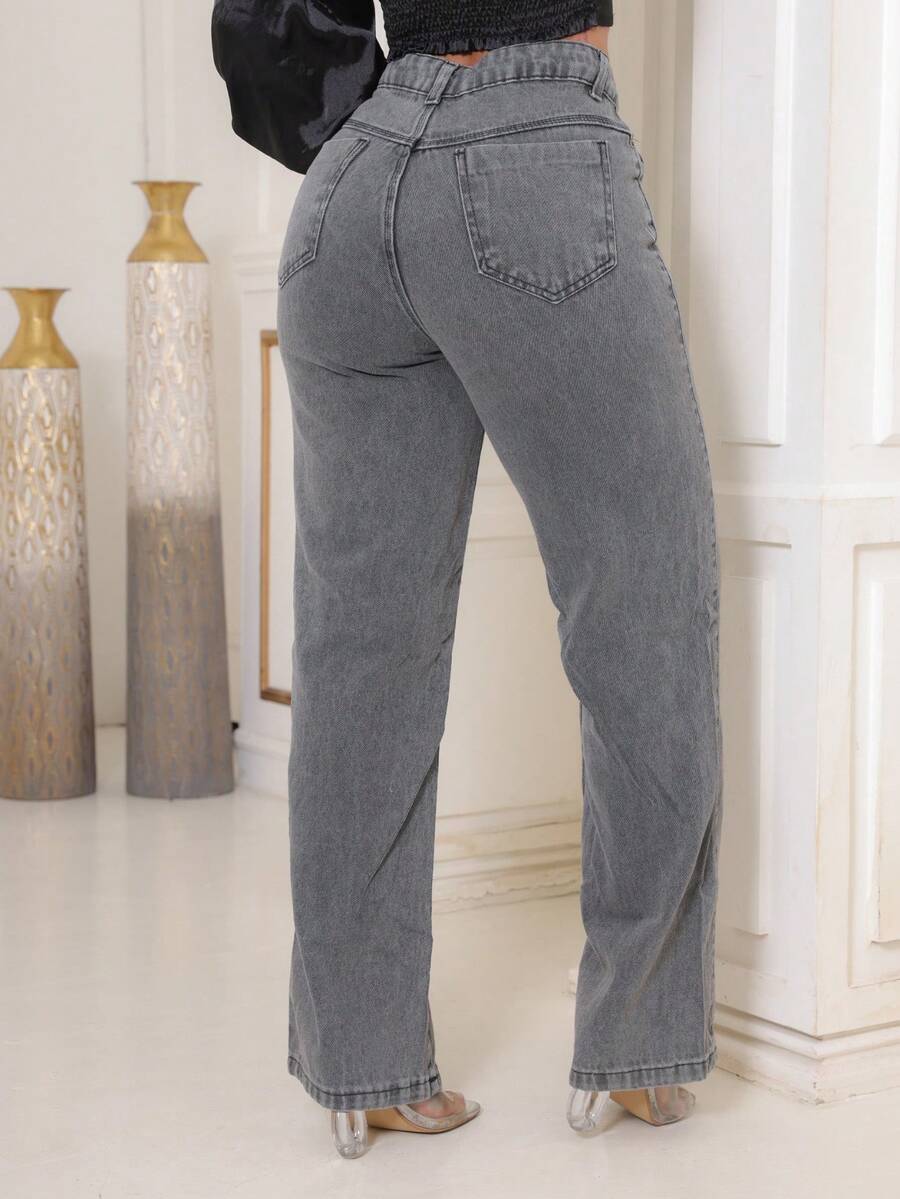 Calça Jeans Feminina Wide Leg Pantalona