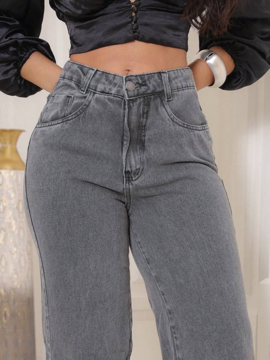 Calça Jeans Feminina Wide Leg Pantalona