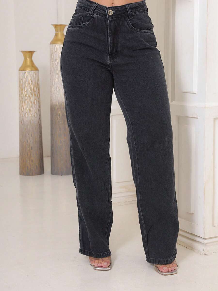 Calça Jeans Feminina Wide Leg Pantalona
