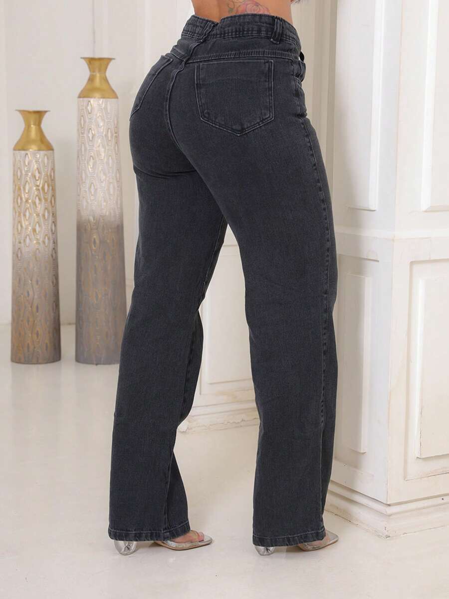 Calça Jeans Feminina Wide Leg Pantalona