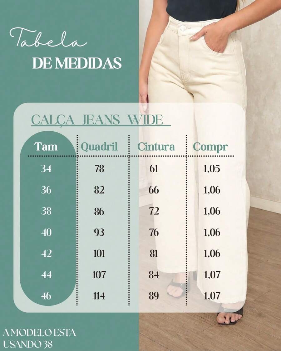Calça Jeans Feminina Wide Leg Pantalona