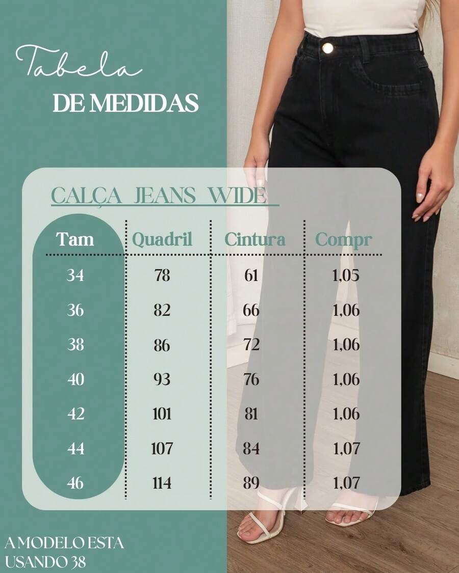 Calça Jeans Feminina Wide Leg Pantalona