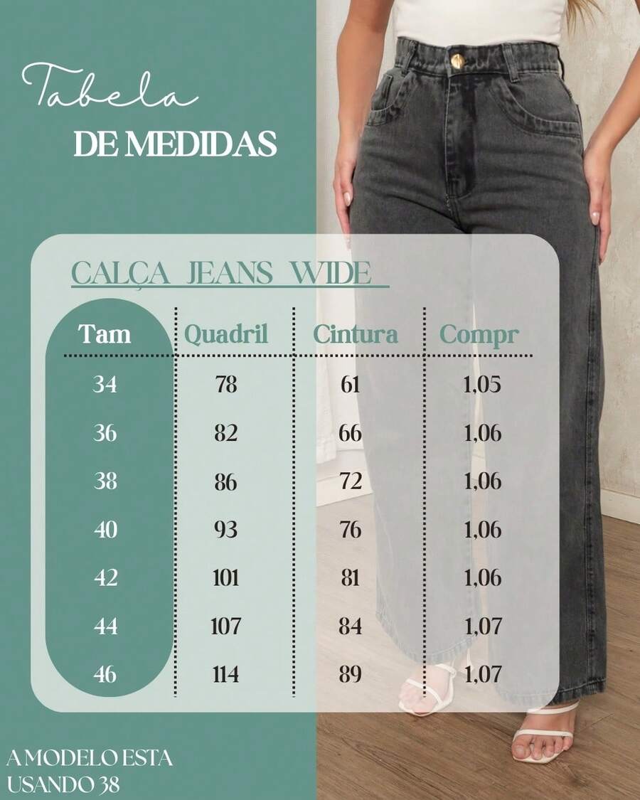 Calça Jeans Feminina Wide Leg Pantalona