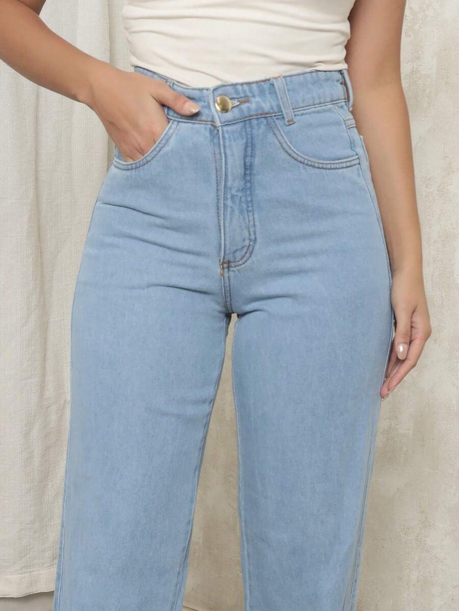 Calça Jeans Feminina Wide Leg Pantalona