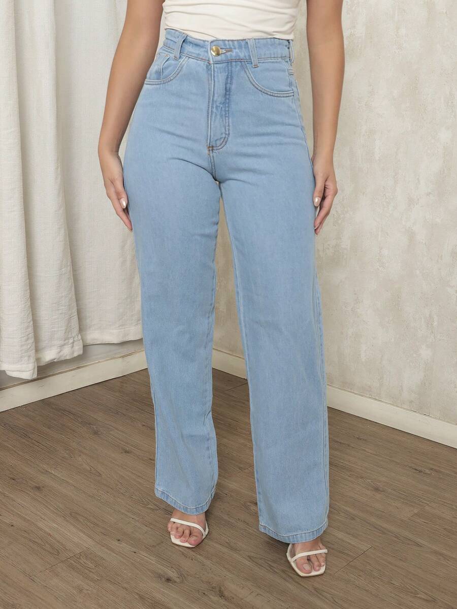 Calça Jeans Feminina Wide Leg Pantalona