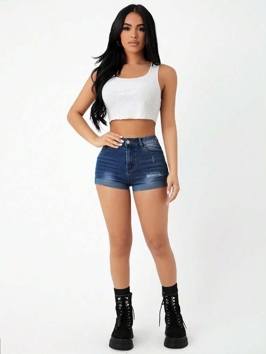 Shorts Denim Cintura Alta