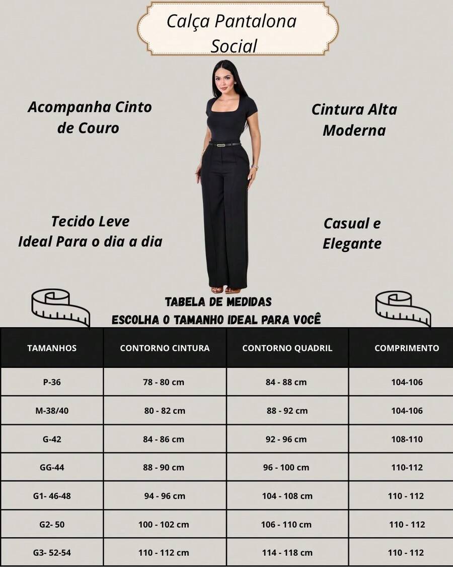 Calça Pantalona Feminina Social Alfaiataria