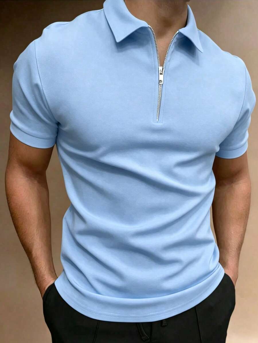 Camisa Polo Masculina com Zíper de Quarto