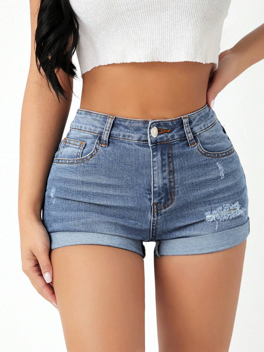 Shorts Denim Cintura Alta