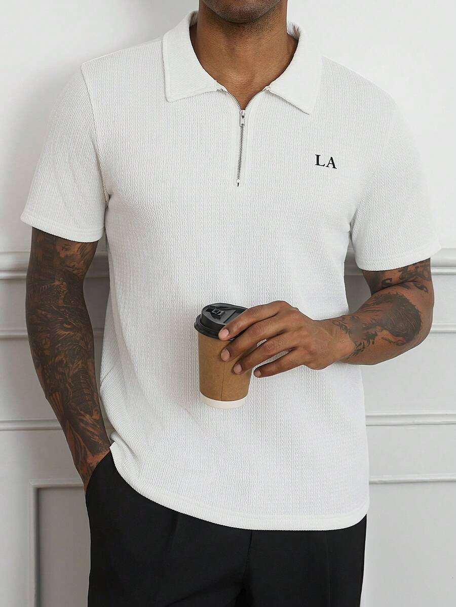 Camisa Polo Masculina com Zíper de Quarto