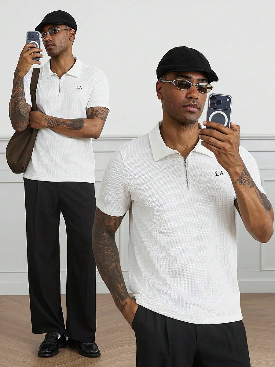 Camisa Polo Masculina com Zíper de Quarto