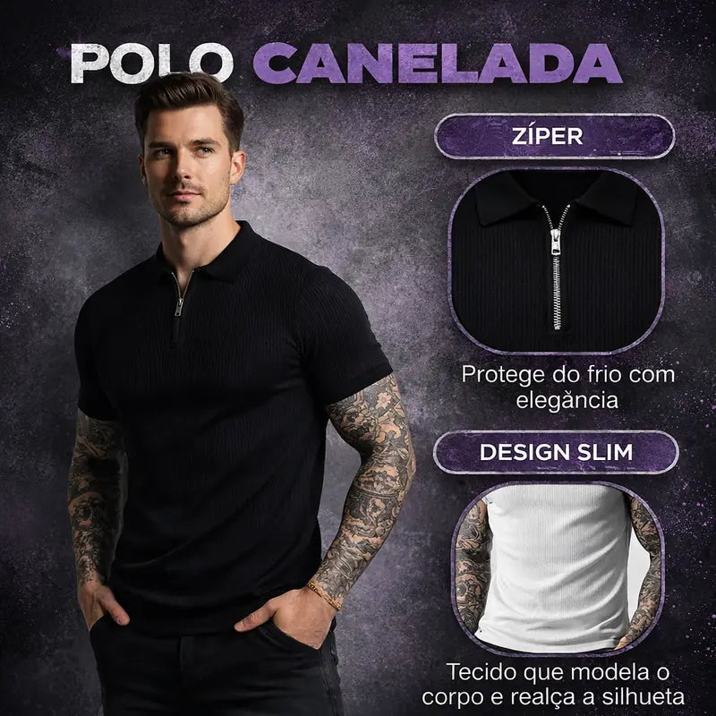 Camisa Polo Masculina com Zípe