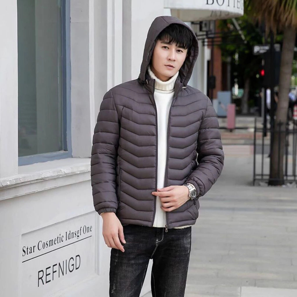Jaqueta Bobojaco Impermeável Becker Nylon Puffer Masculino com Bolsos e Capuz