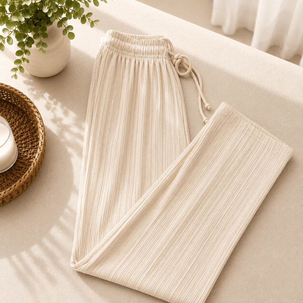 Calça Feminino Cintura Alta Pantalona Elegante Sem Bolso