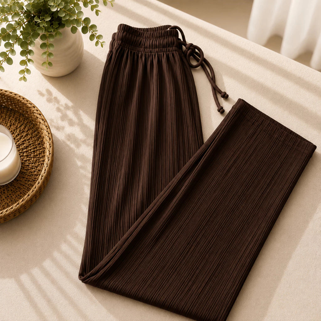 Calça Feminino Cintura Alta Pantalona Elegante Sem Bolso