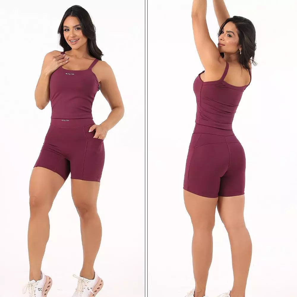 Regata com Short de corrida com Bolsos Cintura